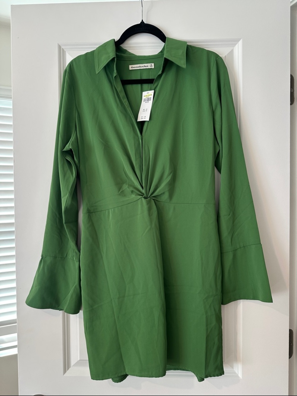 Abercrombie & Fitch Kelly Green Twist-Front Shirt Dress